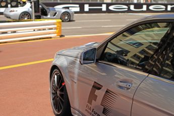 World © Octane Photographic Ltd. Friday 23rd May 2014. GP2 Feature Race – Monaco, Monte Carlo. FIA Medical Car C63 AMG Estate and safety car SLS AMG ready for action if needed on the restart. Digital Ref : 0963CB7D5267