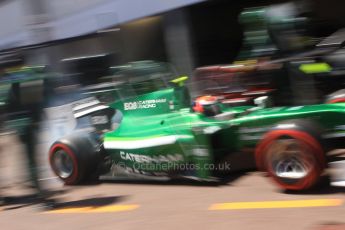 World © Octane Photographic Ltd. Friday 23rd May 2014. GP2 Feature Race – Monaco, Monte Carlo. Alexander Rossi powers out of his pit stop - EQ8 Caterham Racing. Digital Ref : 0963CB7D5322