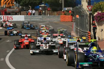 World © Octane Photographic Ltd. Friday 23rd May 2014. GP2 Feature Race – Monaco, Monte Carlo. The pack heads towards Casino square. Digital Ref : 0963LB1D5166
