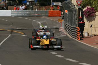 World © Octane Photographic Ltd. Friday 23rd May 2014. GP2 Feature Race – Monaco, Monte Carlo. Jolyon Palmer and Stefano Coletti - DAMS – Digital Ref : 0963LB1D5341