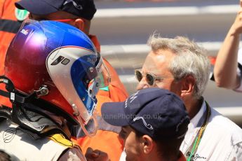 World © Octane Photographic Ltd. Friday 23rd May 2014. GP2 Feature Race – Monaco, Monte Carlo. Jolyon Palmer celebrates with DAMS boss Jean-Paul Driot. Digital Ref : 0963LB1D7224