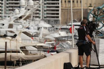 World © Octane Photographic Ltd. Wednesday 21st May 2014. Monaco - Monte Carlo - Formula 1 Paddock. Sky Sports F1 filming general harbour and yacht atmosphere. Digital Ref: