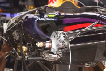 World © Octane Photographic Ltd. Wednesday 21st May 2014. Monaco - Monte Carlo - Formula 1 Pitlane. Infiniti Red Bull Racing RB10 - Front suspension. Digital Ref: