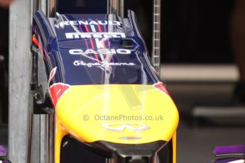 World © Octane Photographic Ltd. Wednesday 21st May 2014. Monaco - Monte Carlo - Formula 1 Pitlane. Infiniti Red Bull Racing RB10 - Nose camera still in Spanish GP specification. Digital Ref: