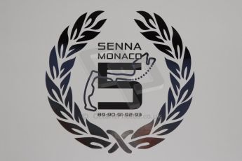 World © Octane Photographic Ltd. Wednesday 21st May 2014. Monaco - Monte Carlo - Formula 1 Pitlane. McLaren Mercedes Senna tribute decal. Digital Ref: