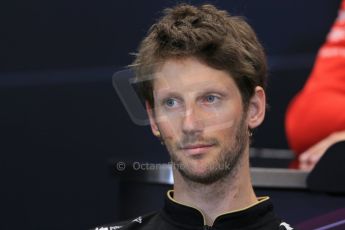 World © Octane Photographic Ltd. Wednesday 21st May 2014. Monaco - Monte Carlo - Formula 1 Drivers’ Press Conference. Romain Grosjean - Lotus F1 Team. Digital Ref : 0955lb1d2890