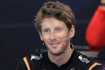 World © Octane Photographic Ltd. Wednesday 21st May 2014. Monaco - Monte Carlo - Formula 1 Drivers’ Press Conference. Romain Grosjean - Lotus F1 Team. Digital Ref : 0955lb1d3015