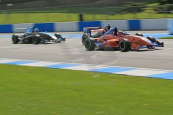 World © Octane Photographic Ltd. Protyre Formula Renault Championship. June 1st 2014. Race 2 – Castle Donington. Patrick Dussault – Cliff Dempsey Racing, Tarun Reddy – MGR Motorsport and Matteo Ferrer – MGR Motorsport battle. Digital Ref : 0975CB1D0678