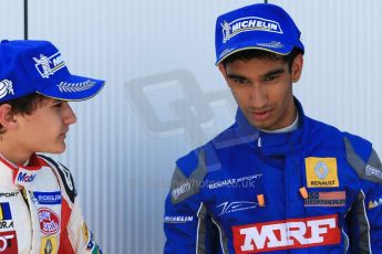 World © Octane Photographic Ltd. Protyre Formula Renault Championship. June 1st 2014.  Race 2 – Castle Donington. Pietro Fittipaldi and Tarun Reddy – MGR Motorsport. Digital Ref : 0975CB1D0838