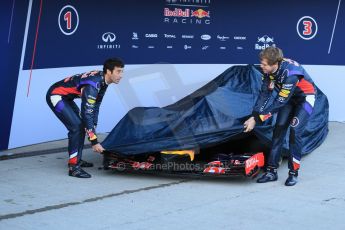 World © Octane Photographic Ltd. 2014 Formula 1 Winter Testing, Circuito de Velocidad, Jerez. Tuesday 27th January 2014. Day 1. Infiniti Red Bull Racing RB10 launched by Sebastian Vettel and Daniel Ricciardo. Digital Ref: 0885lb1d9776