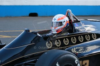 World © Octane Photographic Ltd. Senna Formula 1 car showcase filmed by Sky F1 at Donington Park race track. Tuesday 8th April 2014. Martin Brundle  - Lotus 98T. Digital Ref : 0904lb1d0054