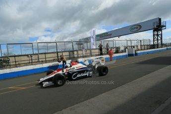 World © Octane Photographic Ltd. Senna Formula 1 car showcase filmed by Sky F1 at Donington Park race track. Tuesday 8th April 2014. Ex-Ayrton Senna Toleman TG184 - Alastair Davidson. Digital Ref : 0904lb1d3985