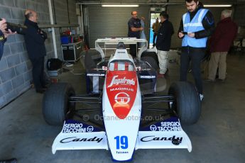 World © Octane Photographic Ltd. Senna Formula 1 car showcase filmed by Sky F1 at Donington Park race track. Tuesday 8th April 2014. Ex-Ayrton Senna Toleman TG184. Digital Ref : 0904lb1d4023