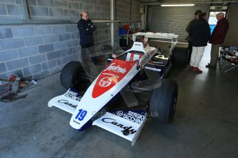 World © Octane Photographic Ltd. Senna Formula 1 car showcase filmed by Sky F1 at Donington Park race track. Tuesday 8th April 2014. Ex-Ayrton Senna Toleman TG184. Digital Ref : 0904lb1d4030