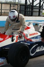 World © Octane Photographic Ltd. Senna Formula 1 car showcase filmed by Sky F1 at Donington Park race track. Tuesday 8th April 2014. Ex-Ayrton Senna Toleman TG184 - Alastair Davidson. Digital Ref : 0904lb1d9940