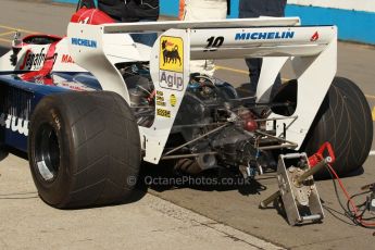 World © Octane Photographic Ltd. Senna Formula 1 car showcase filmed by Sky F1 at Donington Park race track. Tuesday 8th April 2014. Ex-Ayrton Senna Toleman TG184. Digital Ref : 0904lb1d9947