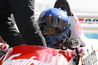World © Octane Photographic Ltd. Senna Formula 1 car showcase filmed by Sky F1 at Donington Park race track. Tuesday 8th April 2014. Damon Hill - Ex-Ayrton Senna Toleman TG184. Digital Ref : 0904lb1d9970