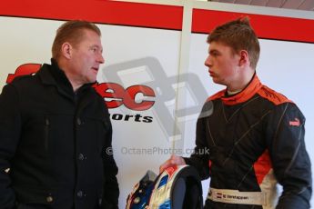 World © Octane Photographic Ltd. 21st March 2014. Silverstone - General Test Day - Max Verstappen - Fortec Motorsports with father Jos Verstappen.  Formula Renault 2.0 Northern European Championship (NEC). Digital Ref : 0896cb1d4000