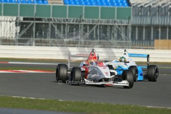 World © Octane Photographic Ltd. 21st March 2014. Silverstone - General Test Day. Arjun Maini - Lanan Racing and Charlie (Charles) Eastwood - Douglas Motorsport,  BRDC F4 Championship (Formula 4). Digital Ref : 0896lb1d6656