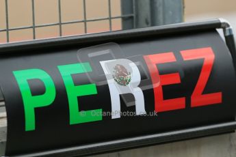 World © Octane Photographic Ltd. Tuesday 8th July 2014. British in-season Formula 1 test, Silverstone, UK. Sahara Force India VJM07 – Sergio Perez pit board. Digital Ref: 1029LB1D2116