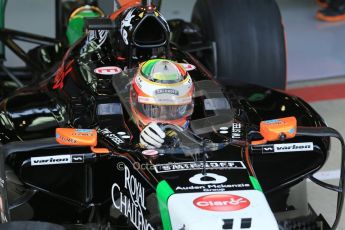 World © Octane Photographic Ltd. Tuesday 8th July 2014. British in-season Formula 1 test, Silverstone, UK. Sahara Force India VJM07 – Sergio Perez. Digital Ref: 1029LB1D2146