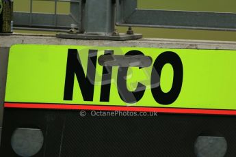 World © Octane Photographic Ltd. Tuesday 8th July 2014. British in-season Formula 1 test, Silverstone, UK. Mercedes AMG Petronas F1 W05 Hybrid - Nico Rosberg pit board. Digital Ref: 1029LB1D2300