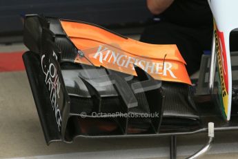 World © Octane Photographic Ltd. Tuesday 8th July 2014. British in-season Formula 1 test, Silverstone, UK. Sahara Force India VJM07 – Technical details of front wing. Digital Ref: 1029LB1D2399