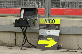 World © Octane Photographic Ltd. Tuesday 8th July 2014. British in-season Formula 1 test, Silverstone, UK. Mercedes AMG Petronas F1 W05 Hybrid - Nico Rosberg pit board. Digital Ref: 1029LB1D3661
