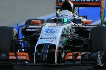 World © Octane Photographic Ltd. Wednesday 9th July 2014. British in-season Formula 1 test, Silverstone, UK. Sahara Force India VJM07 – Daniel Juncadella - Technical details. Digital Ref: 1030LB1D2753