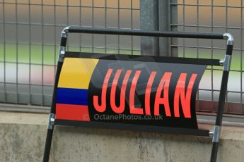 World © Octane Photographic Ltd. Wednesday 9th July 2014. British in-season Formula 1 test, Silverstone, UK. Caterham F1 Team CT05 – Julian Leal pit board. Digital Ref: 1030LB1D3001