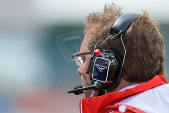 World © Octane Photographic Ltd. Wednesday 9th July 2014. British in-season Formula 1 test, Silverstone, UK. Marussia F1 Team MR03. Marussia F1 Team Chief Engineer - Dave Greenwood. Digital Ref: 1030LB1D3129