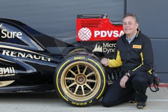 World © Octane Photographic Ltd. Wednesday 9th July 2014. British in-season Formula 1 test, Silverstone, UK. Lotus F1 Team E22. The new 18" rims being trialled by Pirelli and Lotus Digital Ref: 1030LB1D3834