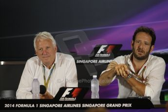 World © Octane Photographic Ltd. Friday 19th September 2014, Singapore Grand Prix, Marina Bay. - Formula 1 Press conference with Charlie Whiting (F1 Race Director) and Matteo Bonciani (FIA F1 Head of Communications). Digital Ref: 1121CB1D7682