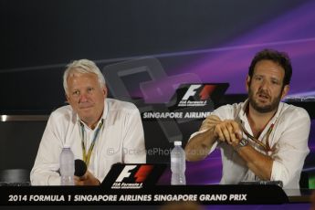 World © Octane Photographic Ltd. Friday 19th September 2014, Singapore Grand Prix, Marina Bay. - Formula 1 Press conference with Charlie Whiting (F1 Race Director)  and Matteo Bonciani (FIA F1 Head of Communications). Digital Ref: 1121CB1D7682