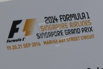 World © Octane Photographic Ltd. Friday 19th September 2014, Singapore Grand Prix, Marina Bay. - Formula 1 Practice 1. Event logo. Digital Ref: