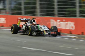 World © Octane Photographic Ltd. Friday 19th September 2014, Singapore Grand Prix, Marina Bay. - Formula 1 Practice 1. Sahara Force India VJM07 – Sergio Perez. Digital Ref: