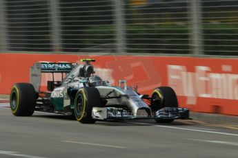 World © Octane Photographic Ltd. Friday 19th September 2014, Singapore Grand Prix, Marina Bay. - Formula 1 Practice 1. Mercedes AMG Petronas F1 W05 - Nico Rosberg. Digital Ref: