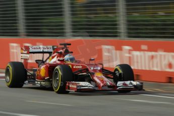 World © Octane Photographic Ltd. Friday 19th September 2014, Singapore Grand Prix, Marina Bay. - Formula 1 Practice 1. Scuderia Ferrari F14T - Fernando Alonso. Digital Ref: