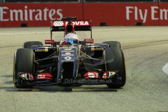 World © Octane Photographic Ltd. Friday 19th September 2014, Singapore Grand Prix, Marina Bay. - Formula 1 Practice 1. Lotus F1 Team E22 - Romain Grosjean. Digital Ref: