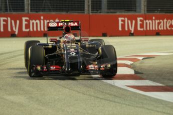 World © Octane Photographic Ltd. Friday 19th September 2014, Singapore Grand Prix, Marina Bay. - Formula 1 Practice 1. Lotus F1 Team E22 – Pastor Maldonado. Digital Ref: