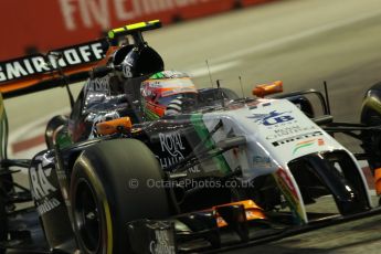 World © Octane Photographic Ltd. Friday 19th September 2014, Singapore Grand Prix, Marina Bay. - Formula 1 Practice 1. Sahara Force India VJM07 – Sergio Perez. Digital Ref: