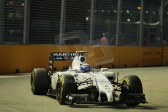 World © Octane Photographic Ltd. Friday 19th September 2014, Singapore Grand Prix, Marina Bay. - Formula 1 Practice 1. Williams Martini Racing FW36 – Valtteri Bottas. Digital Ref: