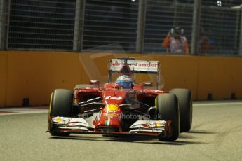 World © Octane Photographic Ltd. Friday 19th September 2014, Singapore Grand Prix, Marina Bay. - Formula 1 Practice 1. Scuderia Ferrari F14T - Fernando Alonso. Digital Ref: