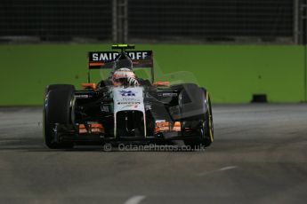 World © Octane Photographic Ltd. Friday 19th September 2014, Singapore Grand Prix, Marina Bay. - Formula 1 Practice 1. Sahara Force India VJM07 – Sergio Perez. Digital Ref: