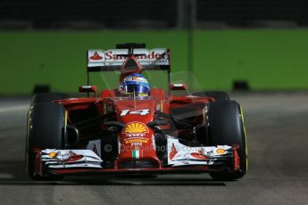 World © Octane Photographic Ltd. Friday 19th September 2014, Singapore Grand Prix, Marina Bay. - Formula 1 Practice 1. Scuderia Ferrari F14T - Fernando Alonso. Digital Ref: 1118LB1D0411