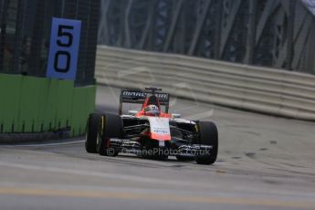 World © Octane Photographic Ltd. Friday 19th September 2014, Singapore Grand Prix, Marina Bay. - Formula 1 Practice 1. Marussia F1 Team MR03 - Jules Bianchi. Digital Ref: