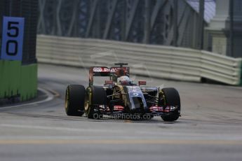 World © Octane Photographic Ltd. Friday 19th September 2014, Singapore Grand Prix, Marina Bay. - Formula 1 Practice 1. Lotus F1 Team E22 - Romain Grosjean. Digital Ref: