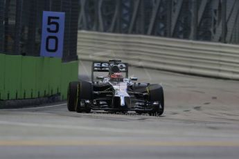 World © Octane Photographic Ltd. Friday 19th September 2014, Singapore Grand Prix, Marina Bay. - Formula 1 Practice 1. McLaren Mercedes MP4/29 - Jenson Button. Digital Ref: