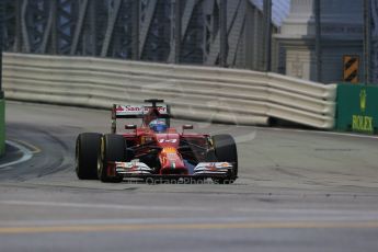 World © Octane Photographic Ltd. Friday 19th September 2014, Singapore Grand Prix, Marina Bay. - Formula 1 Practice 1. Scuderia Ferrari F14T - Fernando Alonso. Digital Ref: 1118LB1D9499
