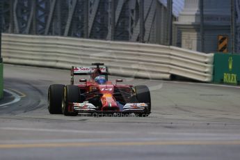 World © Octane Photographic Ltd. Friday 19th September 2014, Singapore Grand Prix, Marina Bay. - Formula 1 Practice 1. Scuderia Ferrari F14T - Fernando Alonso. Digital Ref: 1118LB1D9499